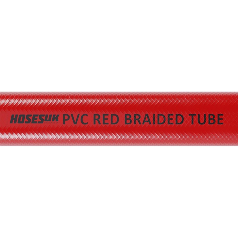10mm (3/8") x 14mm (9/16") Red Braided PVC Flexible Hose