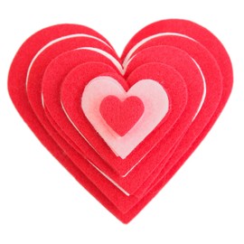 Playfully Ever After 1 to 6 inch Multi-Size Color Pack 24pc Felt Hearts (Red/LightPink)