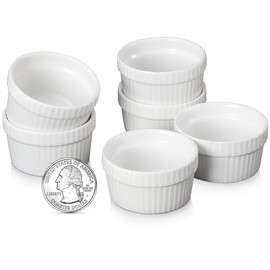 1.5 oz Mini Ramekins Set of 6, Vidalenta Tiny Dipping Sauce Cups, Ramekin Dip Bowl Porcelain Souffle Dish, Small Ramekins Dessert Cups Small Bowls for Charcuterie Board, Microwave & Oven Safe, White