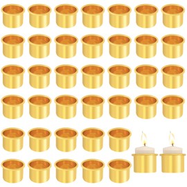 beinkmake 40 Pcs Candle Cups Holders Candlestick Holder Cup Metal Aluminium Cup Decorative Candle Container Taper Candle Drip Protectors Drip Catchers for Wax Dripping