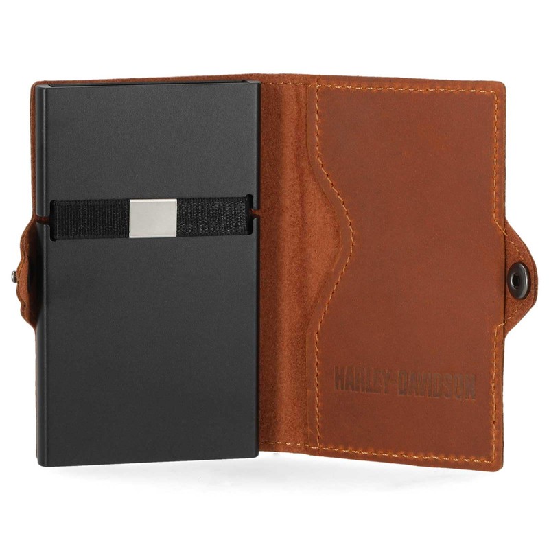 Harley-Davidson Men's Embossed Bar & Shield Pop-Up Card Holder Wallet