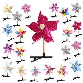 40 Pieces Windmill Hair Clips, VEINARDYL Colorful Glitter Pinwheel Hair Clips for Girls Hair Sequin Windmill Hair Clips for Rave Party