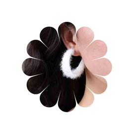 Inateannal Vintage Furry Hoop Earrings Chunky Velvet Hoop Earring White Fuzzy C Shape Earrings Wide Thick Huggie Earrings Faux Fur Drop Earrings Jewellery for Women and Girls, Zinc, No Gemstone