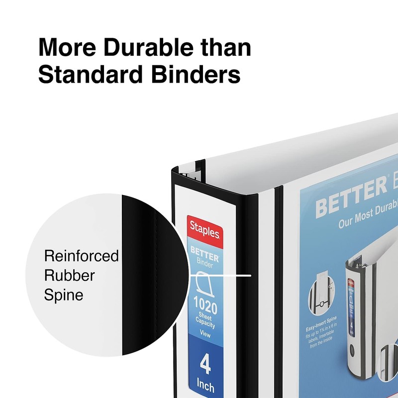 Staples 1618005 Better 4-Inch 3 Ring View Binder White