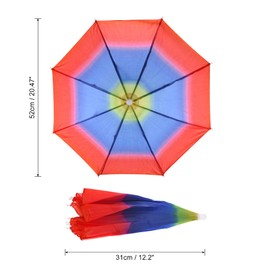 PATIKIL Umbrella Hat, 2 Pack 20 Inch Folding Sun Rain Cap Hands Free Fishing Umbrella Hat for Golf Fishing Camping Outdoor, Rainbow Color