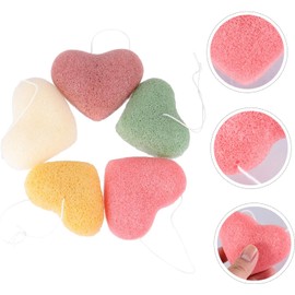 POPETPOP 15 Piezas Lavado de cara en forma de corazón rostro esponja de maquillaje esponjas almohadillas de esponja para la cara bocanadas de limpieza en forma de corazon Maleza