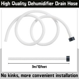 Dehumidifier Drain Hose 3/4 Inches FHT Connection with Rust-Resistant PE Connectors Cuttable Drainage Pipe Replacement Hose for Most Brand of Dehumidifiers, 10 Feet