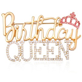 BOHUIZ Birthday Brooch Pins for Women, Zinc Alloy Rhinestone Queen Crown Brooch Pins Bling Luxury Lapel Pin Gold Crown Brooch Birthday Gift for Birthday Party Supplies