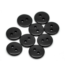 50 Plain Black Round 2 Hole Sewing 11mm Buttons. Ideal for Crafts Like Scrapbooking, Cardmaking, Bling, Decoration