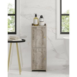 Hzuaneri Bathroom Storage Cabinet, Corner Floor Cabinet with 2 Doors and Adjustable Shelf, Narrow Toilet Paper Cabinet, Bathroom Organizer for Small Spaces, Greige BC19905X