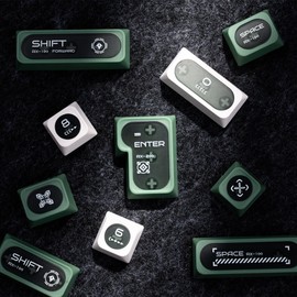 OHY Shine Through Keycaps, XVX New MAX Profile Translucent Keycaps 75 Percent,Cat Eye Custom Keycaps,PC Jelly Keycaps for Mechanical Keyboards (136keys,only keycaps)-Green & White