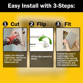 RenoEZ Plastic Access Panel 8x8 inches with Spring Click Technology - No Tools Required - For Drywall, Ceiling and Wall - Access Door for Plumbing, HVAC and Other Holes or Openings (1)