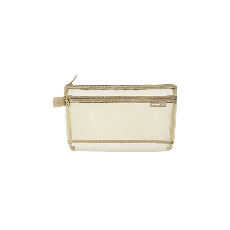Midori 41569006 Pen Case, Mesh Pen Pouch, Pale Beige