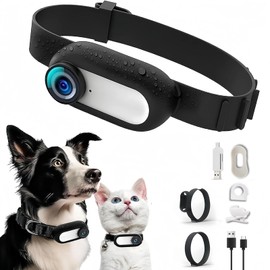 Cat Collar Camera, 1080P HD Mini Pet Camera Collar 170° Wide Angle for Dogs Cats, Portable Body Sport Action Cam for Pets Compact Dog Tracker Collar for Indoor Outdoor