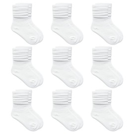 MINI PANDA - Calcetines para niñas de 4 a 6 años, 6 a 8 años, calcetines para niñas de 2 a 3 años, calcetines largos para niñas, 9 pares, 9 Blanco, 4-6 Años