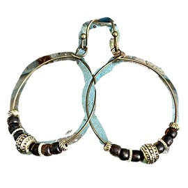 New Bronze Hoop with Gold Color and Dark Amber Beads Elegant Cute Unique Stunning Pretty jewerly perfect for any occasion KATL0A03373