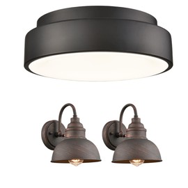 DIRYZON Outdoor Gooseneck Wall Sconce and Dimmable LED Ceiling Light Bundle