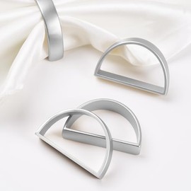 APTWOW Juego de 6 servilleteros de plata, hebillas de metal semicircular para servilletas, anillos de servilleta para otoño, Acción de Gracias, Navidad para decoración de mesa de cena, boda, banquete