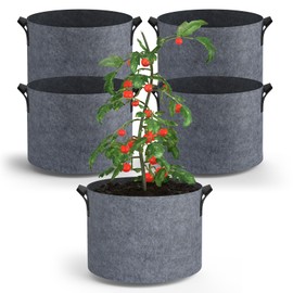 POROLIR 5-Pack Grow Bags 30 Gallon Thickened Plant Grow Bags Multi-Purpose Nonwoven Fabric Pots with Durable Handles, Outdoor Garden Plant Pots for Fruits Vegetables Flowers Herb Bonsai Plants, Gray