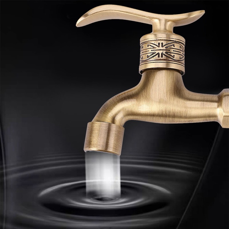 Antique Style Brass Washing Machine Faucet Wall Mount Laundry Cold