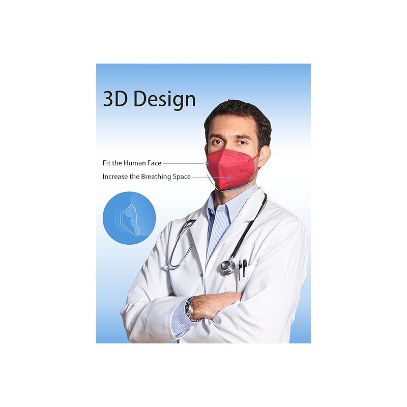 HUHETA 50 PCs KN95 Face Mask, 5-Layer Face Mask Filter