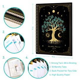 2024-2025 Monthly Planner - Monthly Planner/Calendar 2024-2025, from July 2024 to December 2025, 8.75'' x 11'', 18-Months Planner With Tabs, Inner Pocket