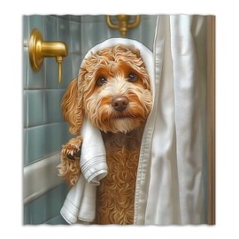JEJOMEAG Funny Dog Shower Curtain Cute Pet Animal Fabric Bathroom Decor Curtain with Hooks, 70Wx70H