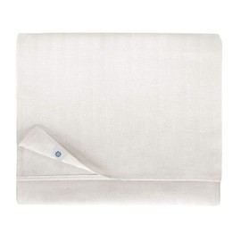 Linen & Cotton Elegant Jacquard Striped Tablecloth Fabric Table Linen Jasmine 48% Linen 52% Cotton White/White (150 x 150 cm) Square for Wedding Restaurant Cafe Hotel Catering