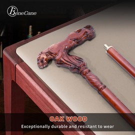 BeneCane Handmade Wooden Walking Cane for Men and Women, Detachable Leopard Handle Walking Stick, Fashionable Unisex Cane with Ergonomic and Comfort Grip Handle.