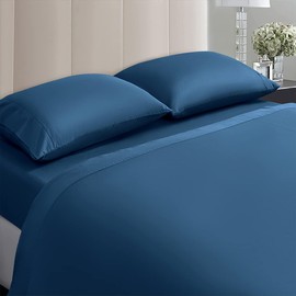 SAKIAO 100% Egyptian Cotton Sheets King Size,1000 Thread Count Luxury Heavy Bed Sheets Set,All Season,Bedding Super Soft Breathable with 18" Deep Pocket Sheets 4-Pc Sets (Ocean Blue, King)