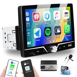 Car Stereo Single Din Touchscreen Apple Carplay Android Auto,7 inch Single Car Radio with Bluetooth FM Radio Mirror Link TF/USB/AUX Input SWC Car Multimedia Player+Backup Camera