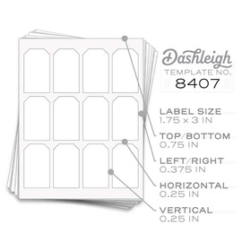 60 Hang Tag Sheet Labels for Gifts and Products, 1.75" x 3" Inches, White