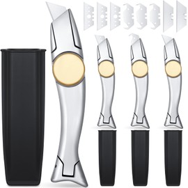 WILLBOND 4 Sets Navajas Para Roofing Heavy Duty Shark Vinyl Knife with 12 Pcs Utility Knife Blades Replacement Roofing Tools Carpet Blade Cutter for Indoor Outdoor