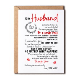 KrysDesigns To My Husband I Love You Card. Romantic Card For Husband. Wife To Husband Quote Card. Birthday Husband Card - Happy Birthday Husband Card 5 x 7 inches