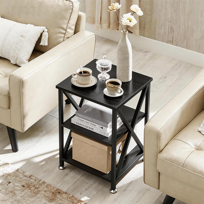 TooCust Square End Table with Storage Shelf, 16" D X