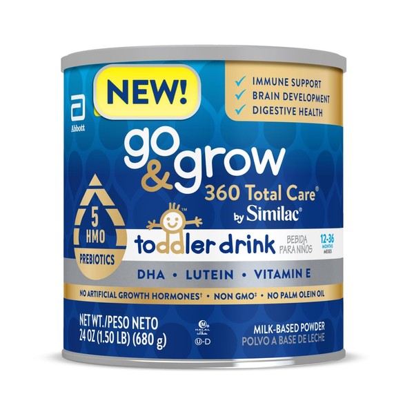 Similac Go & Grow 360 Total Care by Similac Toddler Nutritional Drink With 5 HMOs,Powder,24-oz Can