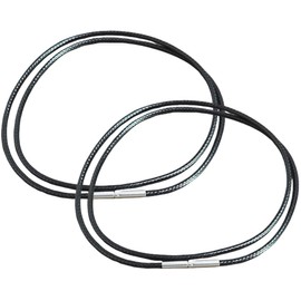 GNHG Leather Cord Chain, Pack of 2 Black 2 mm Faux Leather Necklace, Braided Leather Chain with Snap Fastener, Leather Cord Chain Men, 45 cm Leather Necklace Men, black