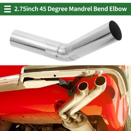Motoforti 45 Degree Mandrel Exhaust Pipe DIY Custom Car Modified Exhaust Pipe Tubing Piping 70mm/2.75" OD 200mm/7.87" Length T316 Stainless Steel Silver Tone