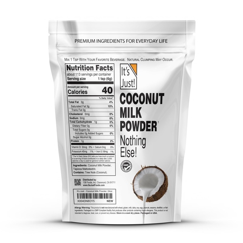 It's Just - Coconut Milk Powder, 24oz, Dairy-Free, Coconut Milk