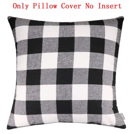 4 Pack Plaids Throw Pillow Case,Soft Cotton Canvas Pillow Covers Cushion Cover Home Decorative18 X 18 Inch/4545cm(Cover Only,No Insert) (Black White Plaids)