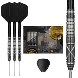 Target Japan Black Marque Chaos 2.0 Swiss Point Steel Tip Darts with Kflex, 23G | 90% Tungsten Dart Set, K-Flex Flights and Shafts, Swiss Nano Points with Tool, Player Leonard Chai