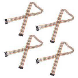 MECCANIXITY 4 Pcs IDC Rainbow Wire Flat Ribbon Cable FC-Female to 16P 11.8 Inch Length 2.54mm Pitch Breadboard Jumper Wires for Electronic Projects