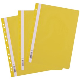 D.RECT Flat File Polypropylene A4 Perforated Yellow Pack of 25