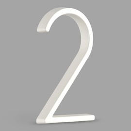 HASWARE Floating House Number Sign: 5 inch Modern Door Signage - Striking for Street Home Address Numerals (2, White)