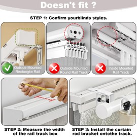 CboZpfa Outside Mounted Blinds Curtain Rod Bracket–No Drill No Tools Required,Fits 1.3-2 Inch Rectangle Headrail,Includes Curtain Magnet Buckle&Guide (White,3Pack)