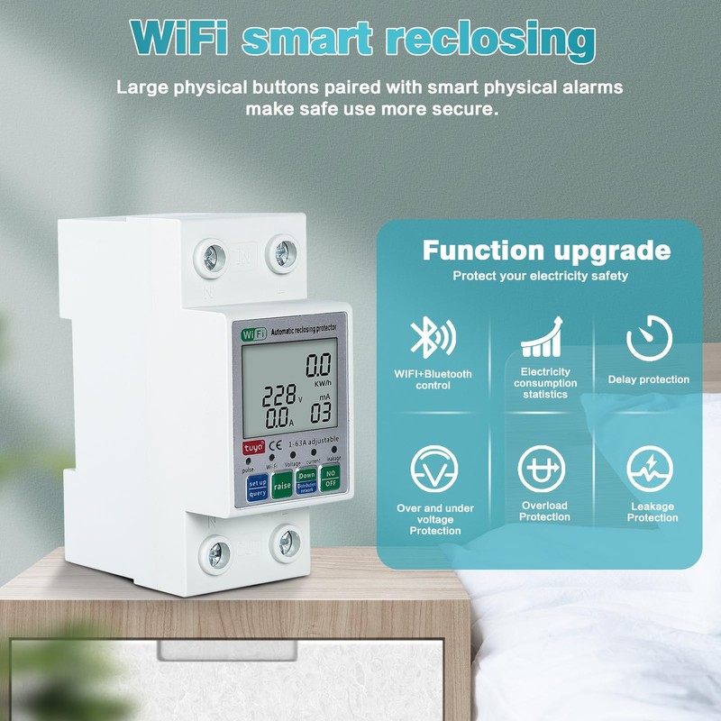 DEWIN Electricity Meter, DIN Rail, Smart Energy Meter Tuya WiFi