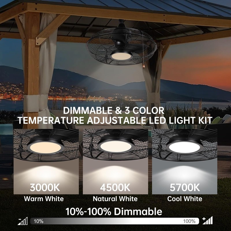 Black Outdoor Ceiling Fans with Light Remote Control Plug in