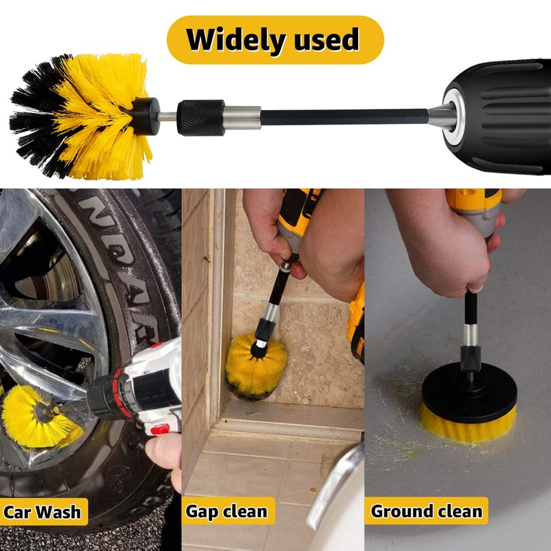 6Pcs Drill Brush Attachment Set，Multipurpose Cleaning Scrub Brush Kit with