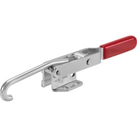 AMF 94524"6847" Hook Type Toggle Clamp, Silver/Red, Size 1