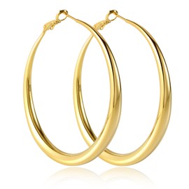 JEEJPV Large Gold Hoop Earrings for Women S925 Sterling Silver Hoop Earrings Hypoallergenic 14K Real Gold Plated Lightweight Big Thick Gold Hoop Earrings for Women Girls (30/40/50/60mm)